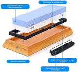 Knife Sharpening Stone Kit,Premium Whetstone Knife Sharpening Stone 2 Side Grit 1000/6000 Whetstone Knife Sharpener,with Non-Slip Bamboo&Silicon Base